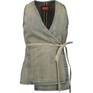Diesel - Wrap Vest - Grijs - Dames - Katoen