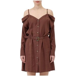 Versace Jeans Couture, Dames, Jurken, Bruin, Maat: XS Modal,