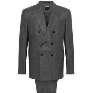 Zegna, Heren, Pakken, Grijs, Maat: XL Zijde,