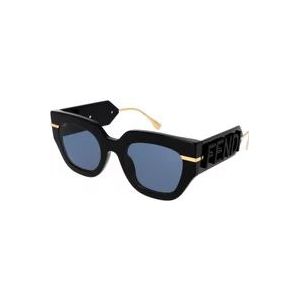 Fendi Dames zonnebril met blauwe lenzen , Black , Dames , Maat: 51 MM