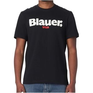 Blauer, Heren, Tops, Zwart, Maat: M Katoen,