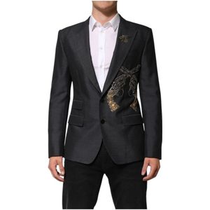 Dolce & Gabbana, Heren, Jassen, Zwart, Maat: L Wol,