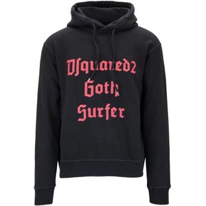 Dsquared2, Heren, Sweatshirts & Hoodies, Zwart, Maat: M Katoen,