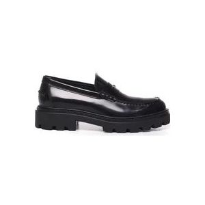 Tod's Zwarte Leren Loafer Sneakers , Black , Heren , Maat: 44 1/2 EU