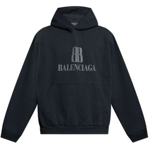 Balenciaga, Heren, Sweatshirts & Hoodies, Blauw, Maat: M Katoen,