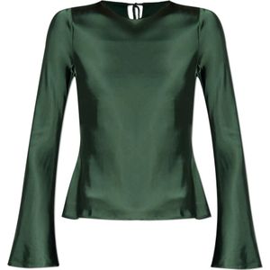 Ganni, Dames, Blouses & Shirts, Groen, Maat: S Leer,