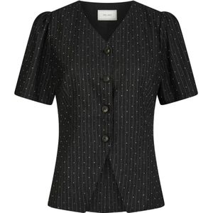 Neo Noir, Dames, Blouses & Shirts, Zwart, Maat: S Leer,