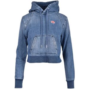Diesel, Dames, Sweatshirts & Hoodies, Blauw, Maat: S Katoen,