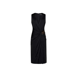 Versace Zwarte V-hals jurk , Black , Dames , Maat: S