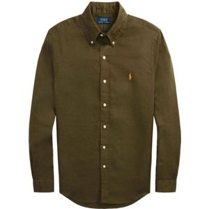 Ralph Lauren, Heren, Overhemden, Groen, Maat: M Linnen,