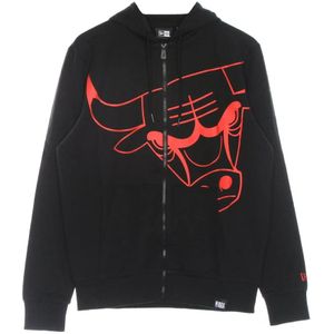 New Era - Chicago Bulls Hoodie - Zwart - Katoen - Vergroot Logo