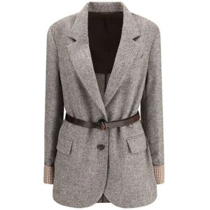 Brunello Cucinelli, Dames, Jassen, Bruin, Maat: M Wol,