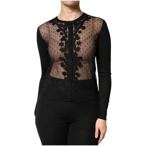 Dolce & Gabbana, Dames, Truien, Zwart, Maat: 3XS Zijde,