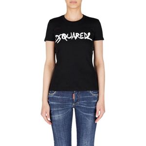Dsquared2, Dames, Tops, Zwart, Maat: L Katoen,