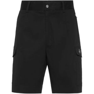 Philipp Plein, Heren, Korte broeken, Zwart, Maat: M Katoen,