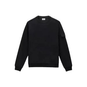 Woolrich Zwart Licht Fleece Sweatshirt , Black , Heren , Maat: S