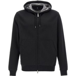 Brunello Cucinelli, Heren, Sweatshirts & Hoodies, Zwart, Maat: S Katoen,