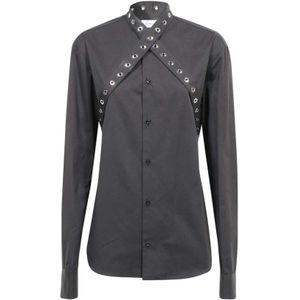 Off White, Dames, Blouses & Shirts, Zwart, Maat: XS Katoen,