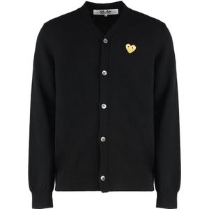 Comme des Garçons Play, Heren, Truien, Zwart, Maat: L Wol,