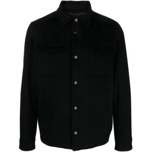 Herno, Heren, Jassen, Zwart, Maat: L Wol,