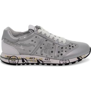 Premiata Zilveren en Witte Nylon Sneakers voor Vrouwen , Gray , Dames , Maat: 36 EU