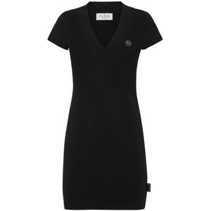 Philipp Plein, Dames, Jurken, Zwart, Maat: L Katoen,