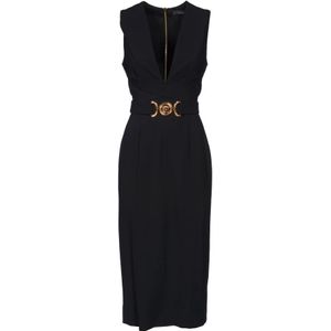 Versace - Mouwloze Midi-Jurk - Zwart - Stretch Viscose