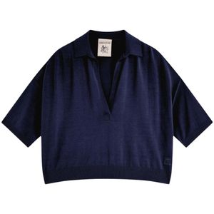 Semicouture, Dames, Tops, Blauw, Maat: M Katoen,