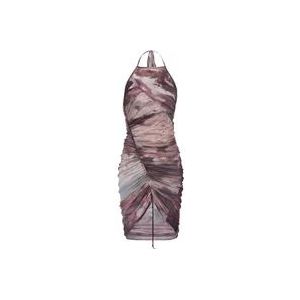 Balmain Short Pastel printed draped tulle dress , Multicolor , Dames , Maat: XS