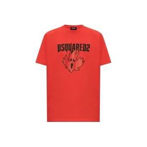 Dsquared2 T-shirt met logo , Red , Heren , Maat: XS