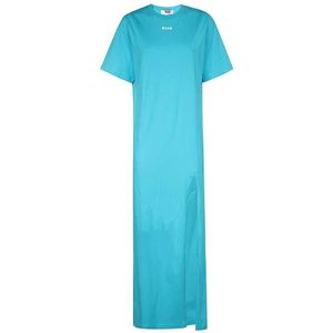 Msgm, Dames, Jurken, Blauw, Maat: S Katoen,
