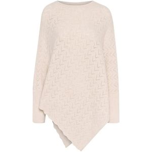 Cream - Crholiday O-Neck Knit Poncho - Oat Melange - 100% Polyester