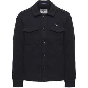 Aeronautica Militare, Heren, Overhemden, Blauw, Maat: M Wol,