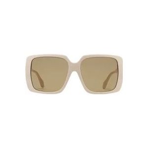 Gucci Oversized Vierkante Acetaat Zonnebril Bruin , Beige , Dames , Maat: 58 MM