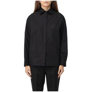 Liu Jo, Dames, Blouses & Shirts, Zwart, Maat: 2XS Katoen,