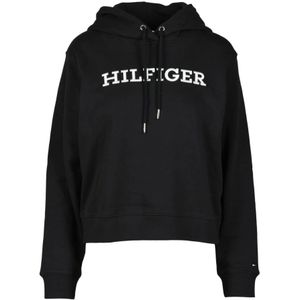 Tommy Hilfiger, Dames, Sweatshirts & Hoodies, Zwart, Maat: M Katoen,