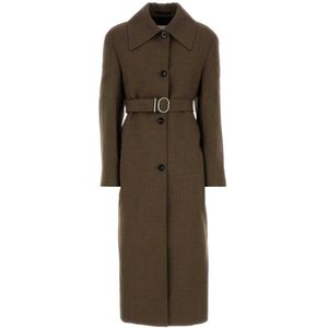 Jil Sander, Dames, Mantels, Bruin, Maat: S Wol,