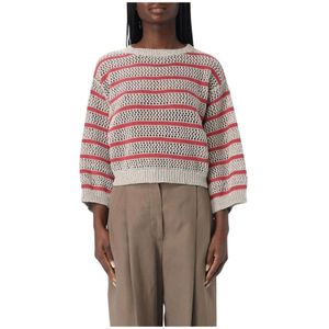 Brunello Cucinelli, Dames, Truien, Veelkleurig, Maat: M Linnen,