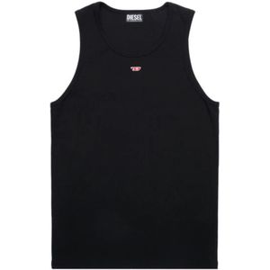 Diesel - Tanktop - Zwart - Mouwloos - Met Mini D Logo Patch