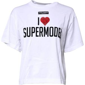 Dolce & Gabbana - Logo Details - T-shirt - Wit - Katoen