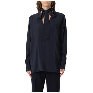 Max Mara Studio, Dames, Blouses & Shirts, Blauw, Maat: XS