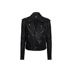 Balmain Kalfsleren bikerjack , Black , Heren , Maat: 2XL