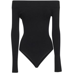 Alaïa, Dames, Tops, Zwart, Maat: 2XS Leer,