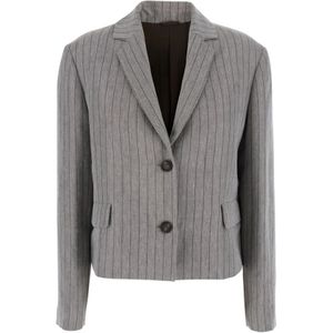 Brunello Cucinelli, Dames, Jassen, Grijs, Maat: M Linnen,
