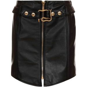 Just Cavalli, Dames, Rokken, Zwart, Maat: XS Leer,