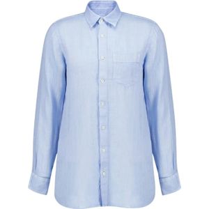 120% Lino, Heren, Overhemden, Blauw, Maat: 3XL Linnen,