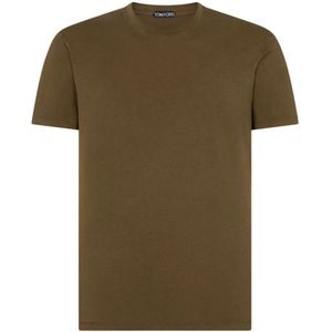 Tom Ford - T-Shirt - Khaki - Lyocell en Katoen