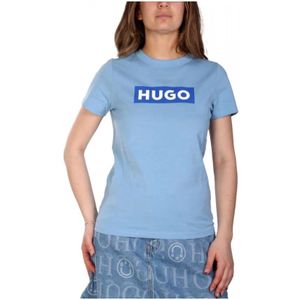 Hugo, Dames, Tops, Blauw, Maat: L Katoen,