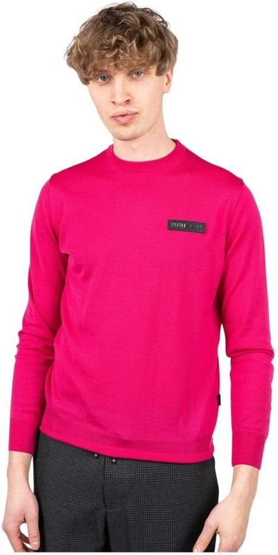 Plein Sport - Heren Merinowollen Geribbelde Pullover - Roze