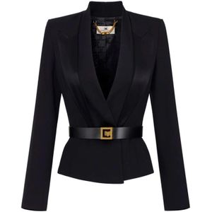 Elisabetta Franchi, Dames, Jassen, Zwart, Maat: M Satijn,